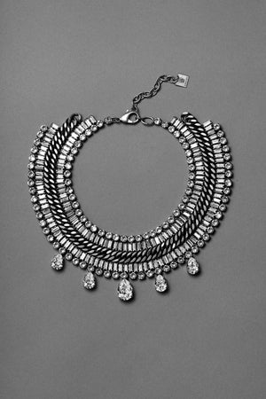 TIFAY statement necklace by ANEIDA Jewelry made in silver plated brass with Swarovski clear crystals