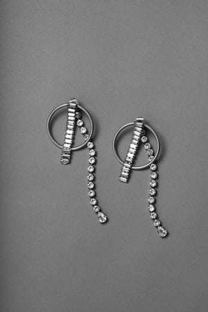 Pendant earrings by ANEIDA Jewelry made in silver plated brass with Swarovski clear crystals 
